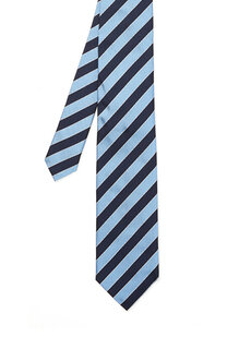 Синий шелковый галстук в косую полоску Zegna