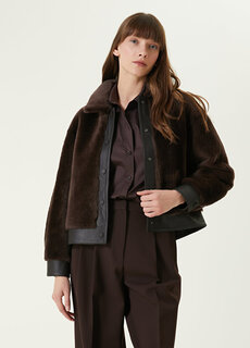 Темно-коричневое кожаное пальто Academia