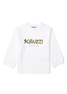 Белая футболка с логотипом для маленьких девочек Kenzo