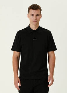 Черная футболка с воротником-поло и металлическим логотипом Givenchy