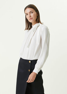 Кружевная шелковая блузка с белым воротником Givenchy