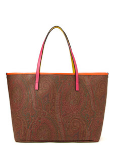 Женская сумка-шоппер с цветными блоками и рисунком пейсли Etro