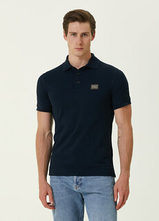 Темно-синяя футболка с логотипом и воротником-поло essential Dolce&amp;Gabbana