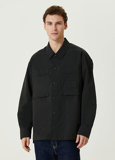 Черная рубашка с логотипом из технической ткани Calvin Klein