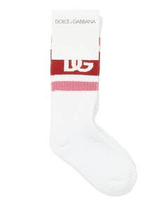 Красно-белые жаккардовые носки с логотипом для мальчиков Dolce&amp;Gabbana