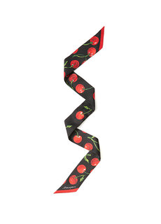 Красный, черный женский шелковый шарф с принтом вишни Dolce&amp;Gabbana