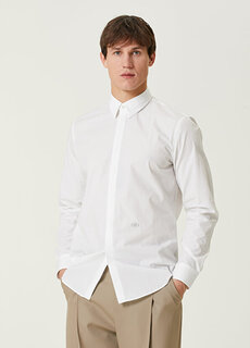 Белая рубашка с вышитым логотипом Fendi