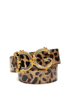 Женский кожаный ремень с леопардовым узором Dolce&amp;Gabbana