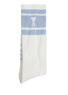 Сине-белые женские жаккардовые носки с логотипом Ami
