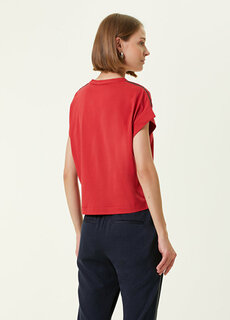 Красная футболка с короткими рукавами и отделкой micro stone Brunello Cucinelli