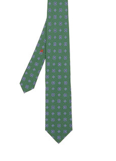 Шелковый галстук с цветными блоками и геометрическим узором Isaia