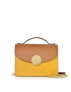Новая кожаная сумка-саквояж Ondina с цветными блоками и клапаном Le Parmentier, карамель/шафран