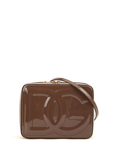 Коричневая женская кожаная сумка с логотипом dg logo Dolce&amp;Gabbana