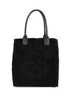 Женская кожаная сумка для покупок с черным логотипом Isabel Marant