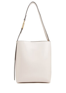 Женская кожаная сумка-шоппер со светло-серым логотипом Beymen