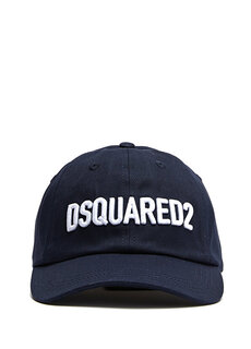 Темно-синяя мужская шляпа с вышитым логотипом белого цвета Dsquared2