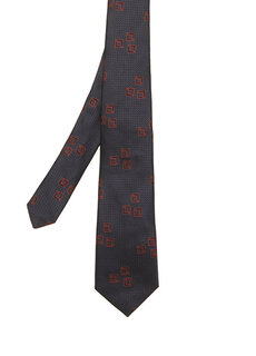 Темно-синий красный шелковый галстук с узором Canali