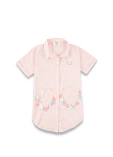Розовое платье-рубашка для девочки с карманом в форме сердца Lally Things