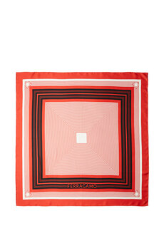 Красный женский шелковый шарф с геометрическим узором Ferragamo