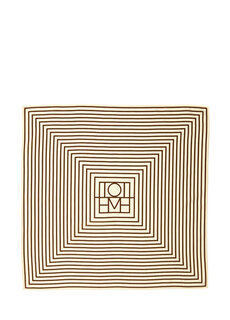 Шелковый шарф с логотипом бежевого и коричневого цвета 57x57 см Toteme TotÊme