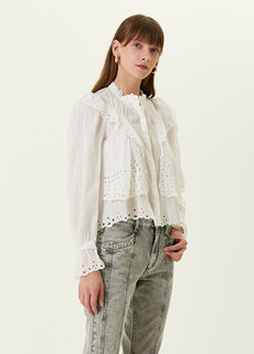 Белая рубашка с воротником-стойкой и вышивкой Etoile Isabel Marant