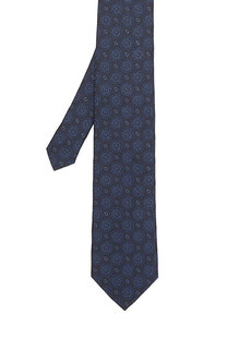 Синий шелковый галстук с геометрическим узором Beymen