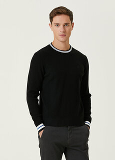 Черный вязаный фактурный свитер с воротником-цепочкой Beymen