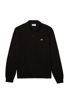 Черная мужская футболка-поло classic fit с длинным рукавом l.12.12 Lacoste