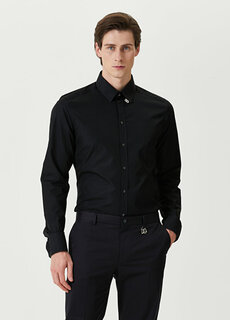 Рубашка с черным воротником и логотипом Dolce&amp;Gabbana