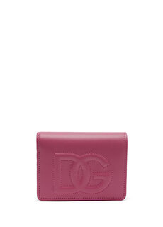 Розовый женский кожаный кошелек с логотипом Dolce&amp;Gabbana