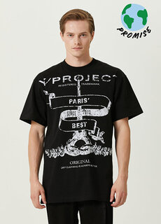 Черная футболка с круглым вырезом и логотипом Y-Project
