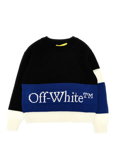 Шерстяной свитер для мальчика с черно-белым логотипом Off-White