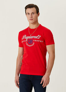 Красная футболка с логотипом Dsquared2