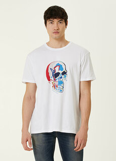 Белая футболка с принтом черепа и логотипом Alexander McQueen
