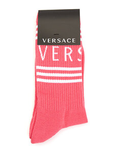 Розовые женские носки с логотипом Versace