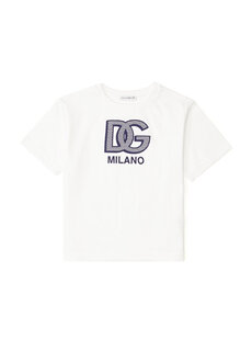 Белая футболка с логотипом для мальчика Dolce&amp;Gabbana
