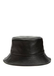 Женская кожаная шляпа с черным логотипом Loewe