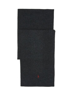 Мужской шерстяной шарф с логотипом антрацитового цвета Polo Ralph Lauren