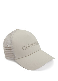 Бежевая мужская шляпа из органического хлопка с вышитым логотипом Calvin Klein