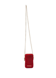 Женская кожаная сумка с вышивкой red stone Love Moschino