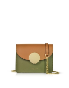 Новая мини-сумка через плечо Ondina с цветными блоками Le Parmentier, карамель/военный зеленый