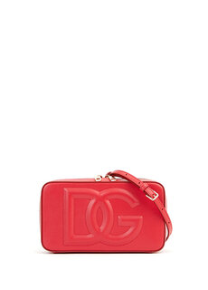 Красная женская кожаная сумка с логотипом Dolce&amp;Gabbana