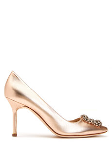 Кожаные туфли на шпильке цвета розового золота Manolo Blahnik