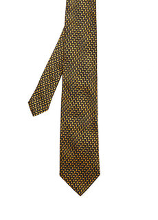 Желтый шелковый галстук с фактурным рисунком Zegna