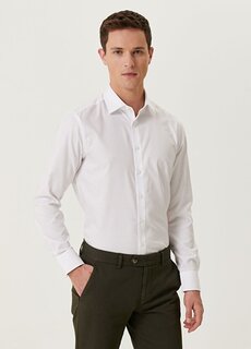 Белая оксфордская рубашка приталенного кроя без глажки Beymen