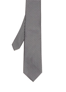 Черный шелковый галстук с микро-узором Beymen