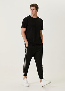 Черные брюки-джоггеры в контрастную полоску с логотипом Dsquared2