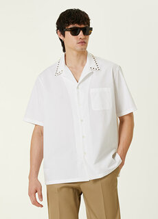 Белая рубашка с коротким рукавом rockstud Valentino