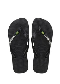 Мужские пляжные тапочки brasil черного цвета с логотипом Havaianas