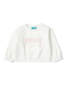 Толстовка для девочки с кремовым логотипом Kenzo